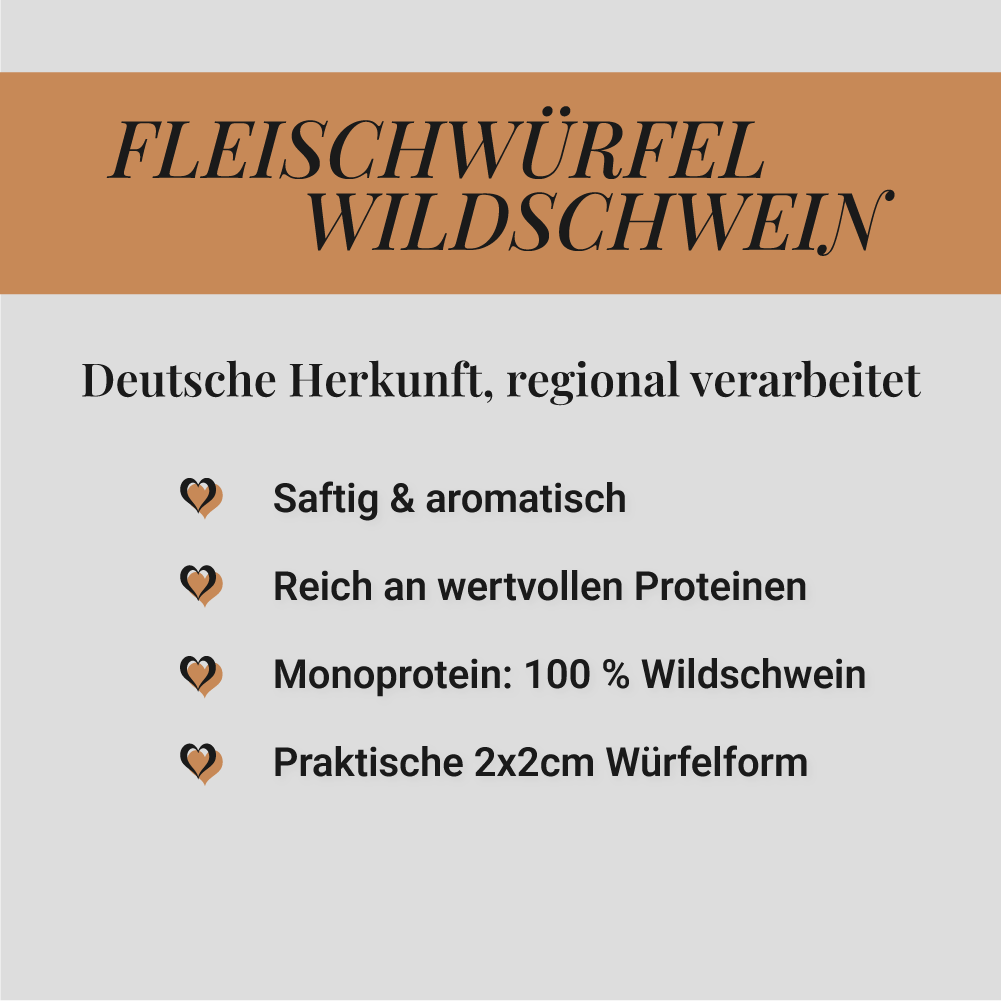 Fleischwürfel Wildschwein, 500g
