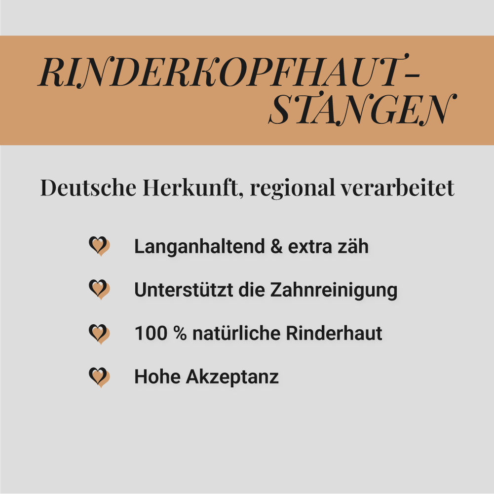 Rinderkopfhaut-Stangen, 500g